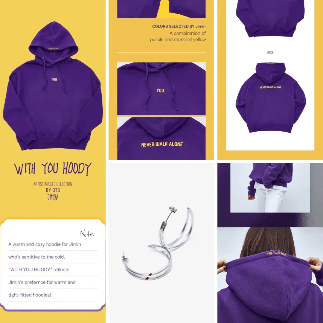 Outlet BTS JIMIN artist made collection - WITH YOU purple hoody (MEDIUM)