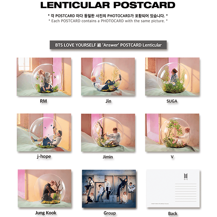BTS Lenticular Postcards (BE & Love Yourself Answer versions) - Oppastore