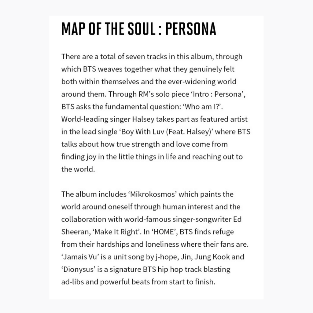 BTS Map of the Soul: Persona Album - Oppastore