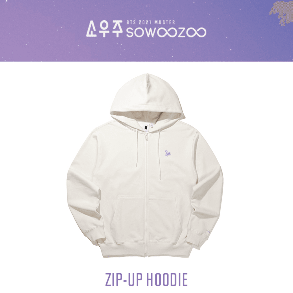 BTS Sowoozoo Zip Up Hoodie (Ivory) - Oppastore