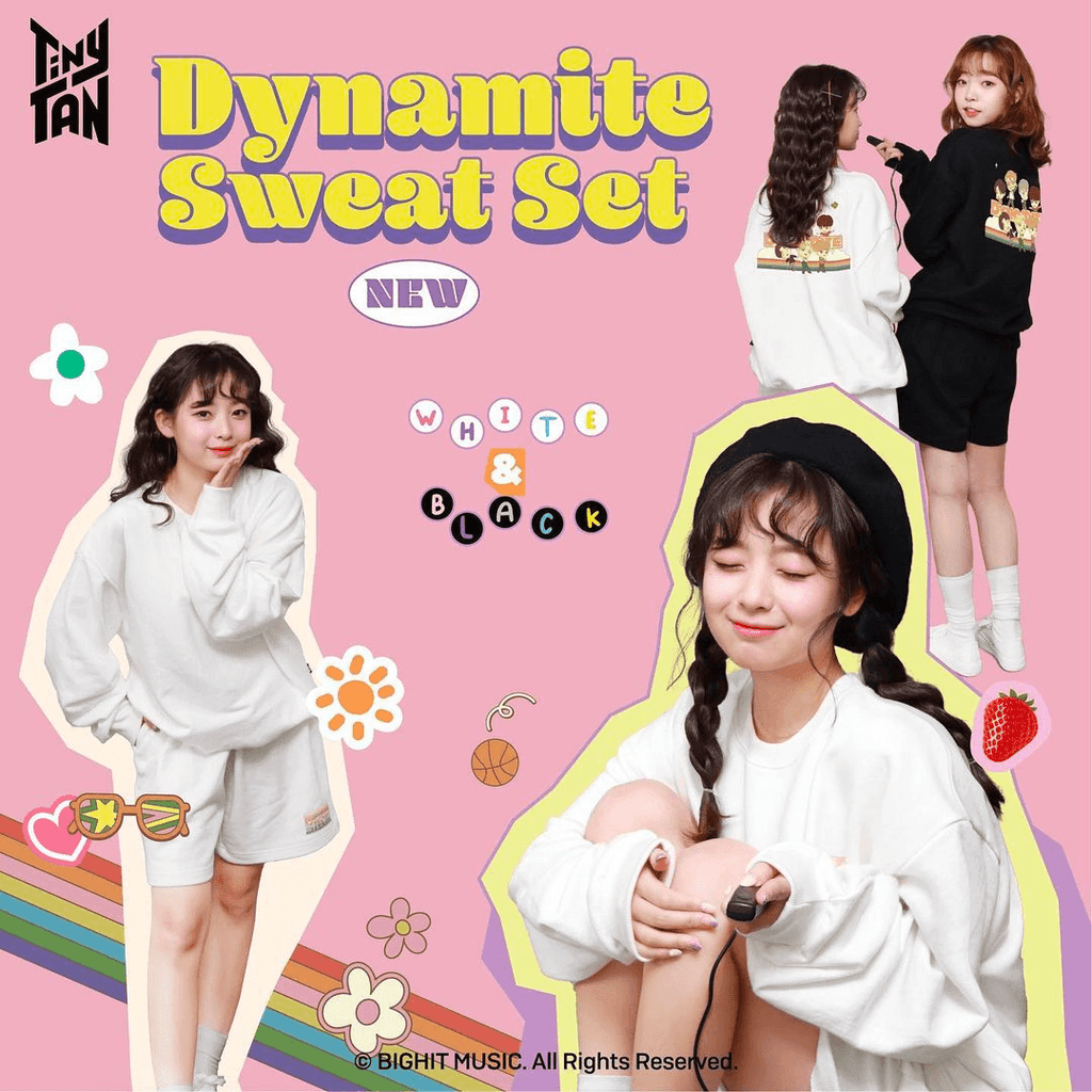 BTS TinyTAN Dynamite Sweat Set (Black & White) - Oppastore