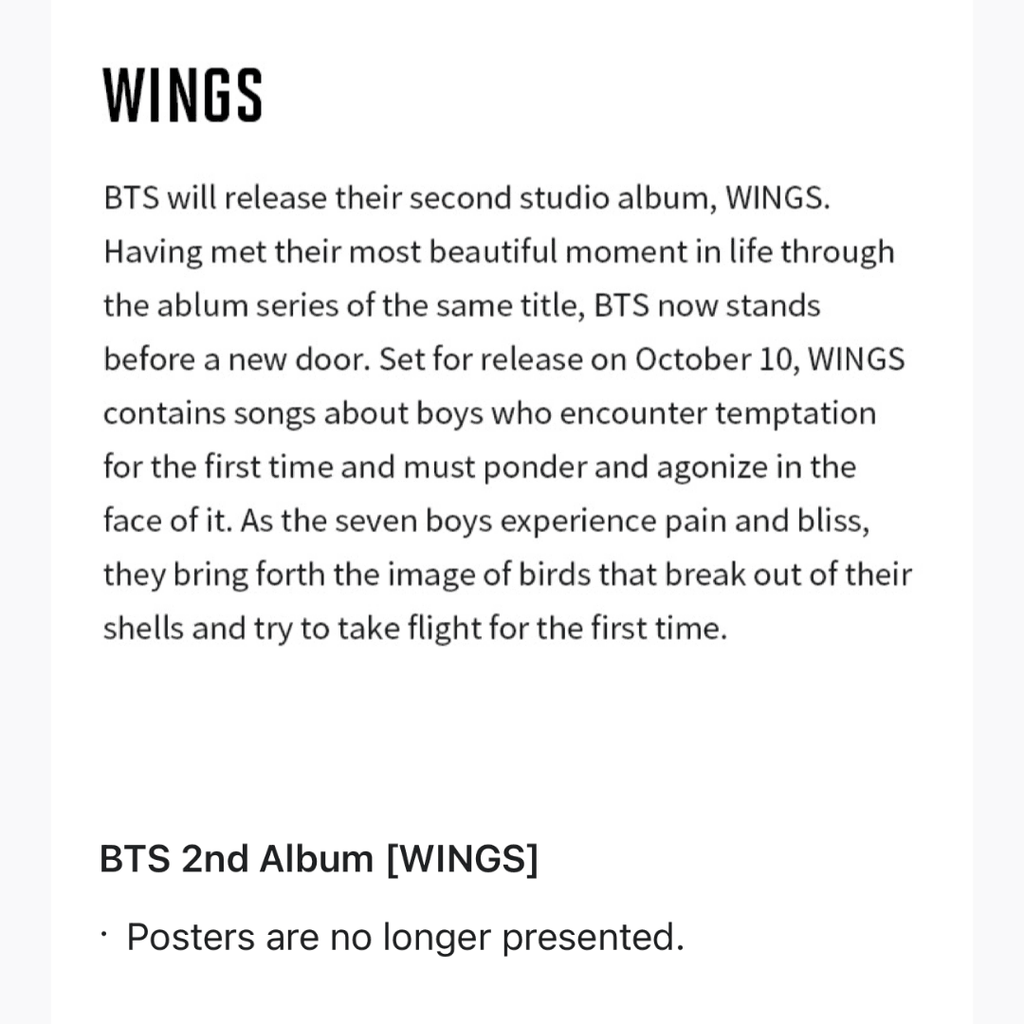 BTS Wings Album - Oppa Store