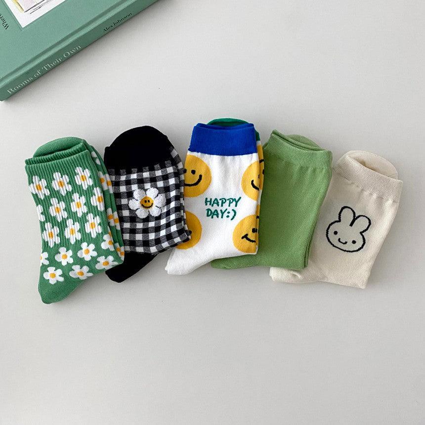 Cute Korean Socks - Gift Set - 5 Pairs - Oppa Store