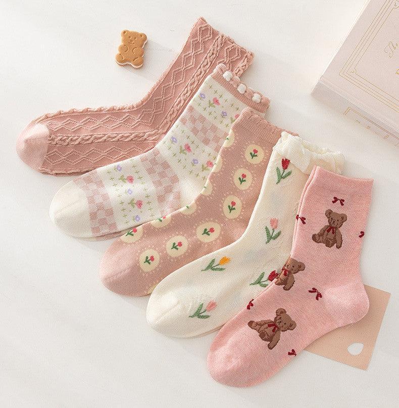 Cute Korean Socks - Lovely Bear Pattern - Oppa Store