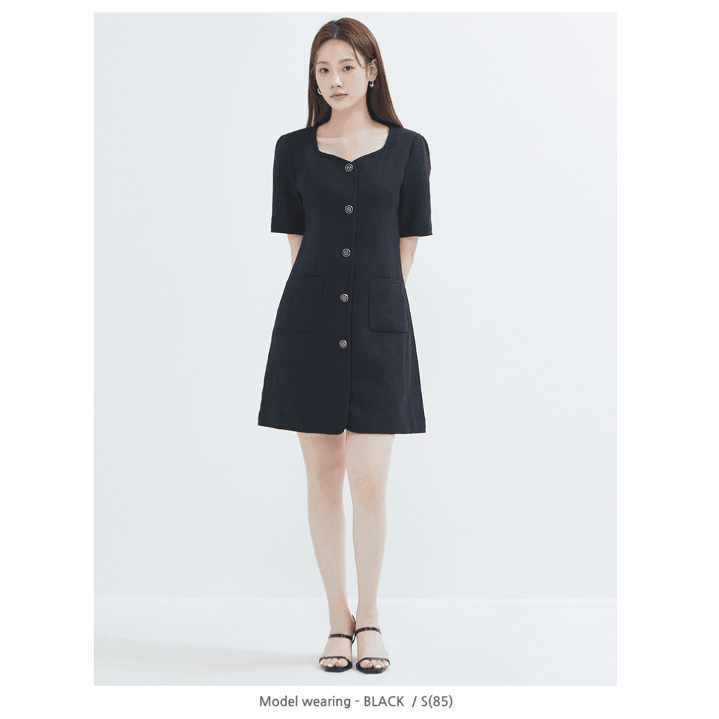 Kim Sejeong X Short Sleeved Tweed Dress - Oppastore