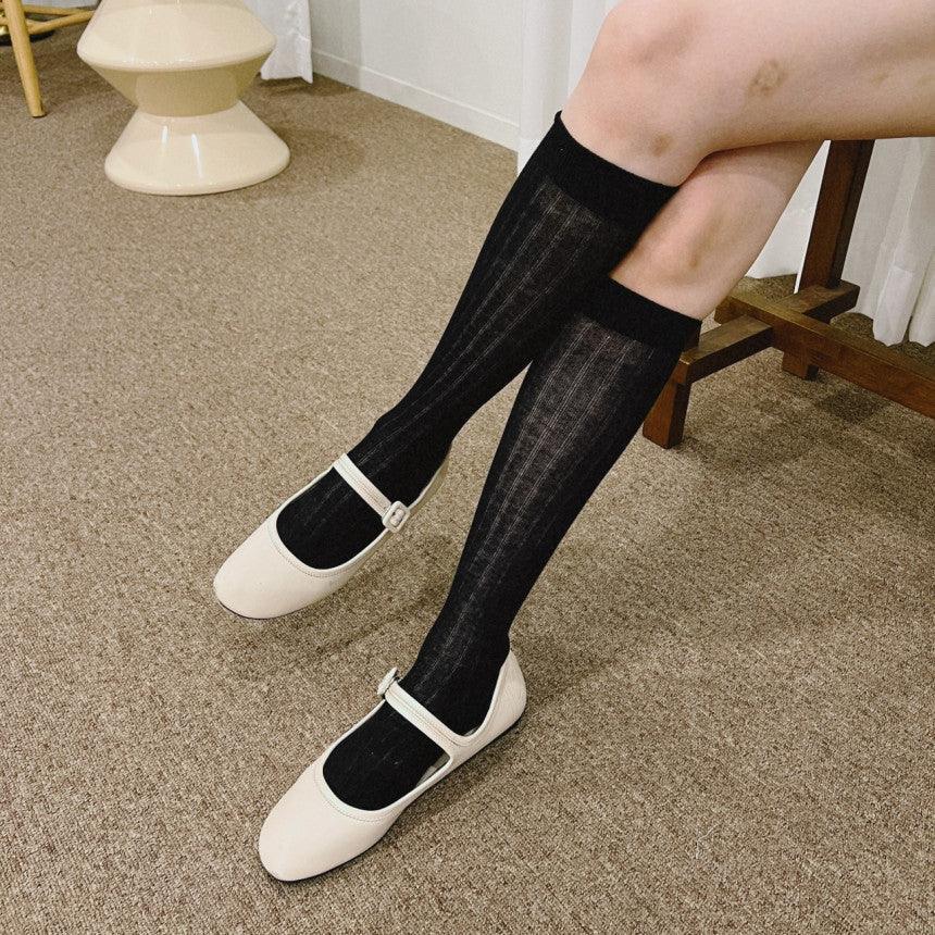 See-through Korean Long Socks - Ballet Core Knee Socks [Set of 3] - Oppa Store