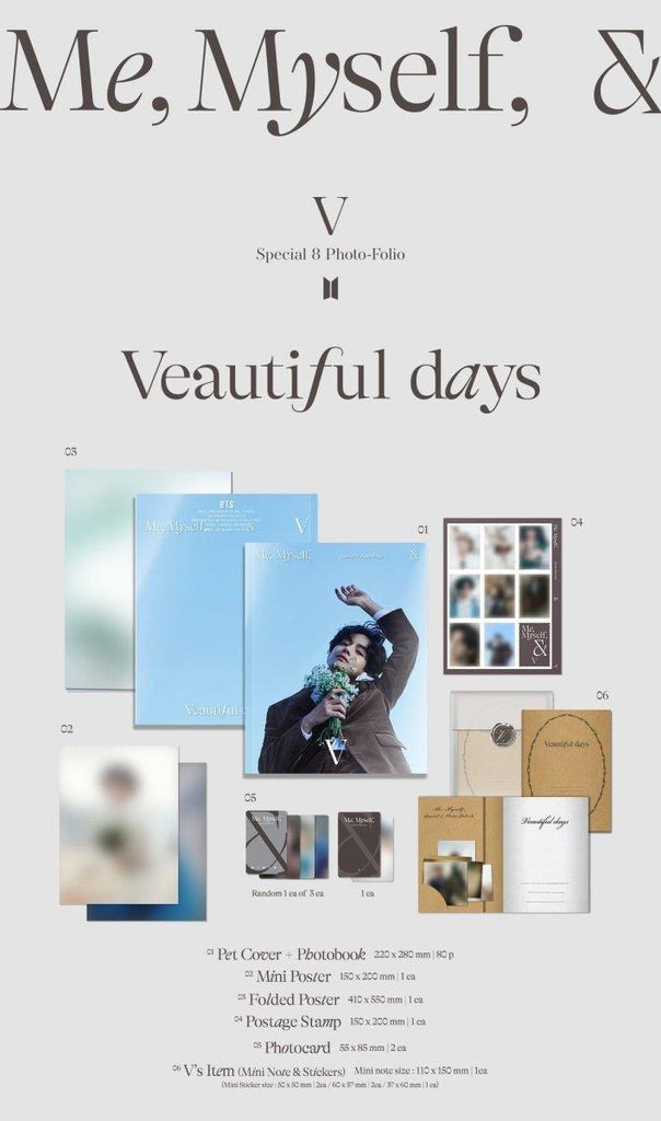 V - BTS Special 8 Photo-Folio Me, Myself, and V 'Veautiful Days' - Oppa Store